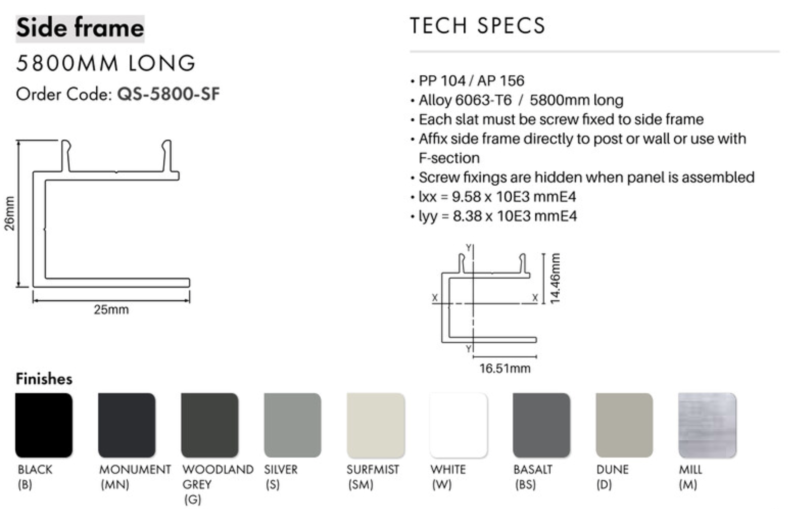 QS - SIDE FRAME - 5800mm - BS - Image 2