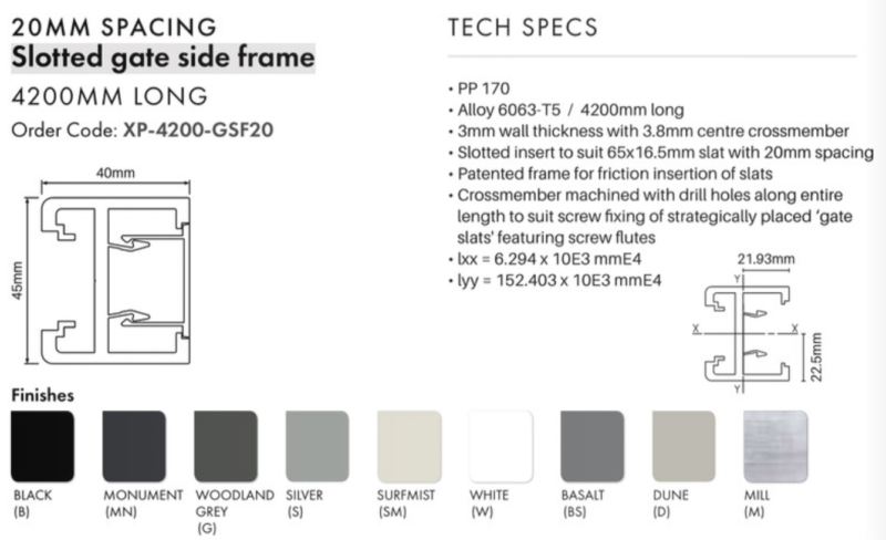 CTS - XPS – GATE SIDE FRAME – 20MM – MN - Image 2