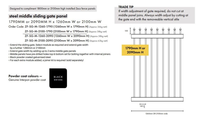 Sliding Gate – Mid Extension 1800H x 2100W - Image 2