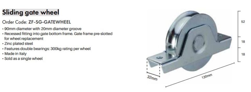 1x Heavy Duty Gate Wheel 90mm, Double Bearing - Image 2