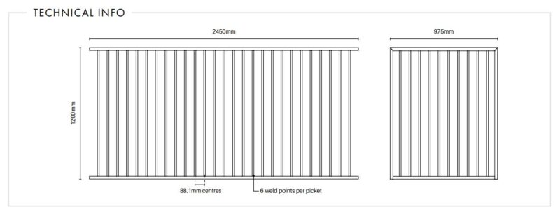 PoolSafe Flat Top Gate - 1200H x 975W - Aluminium - B - Image 2