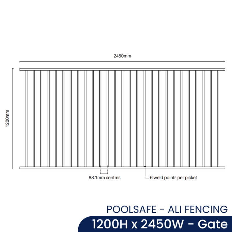 PoolSafe Flat Top Panel - 1200H x 2450W - Aluminium - W - Image 2