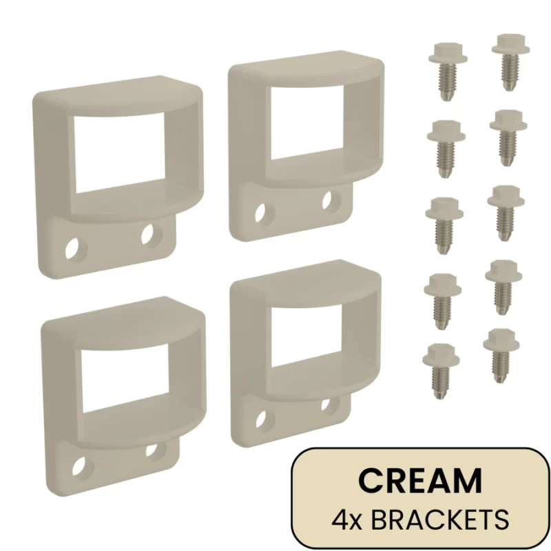 PoolSafe Fence Set - 4 Brackets incl. Tek Screws - Cream