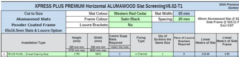 CTS 65mm Slat Fence- Wood Red Cedar - Scott